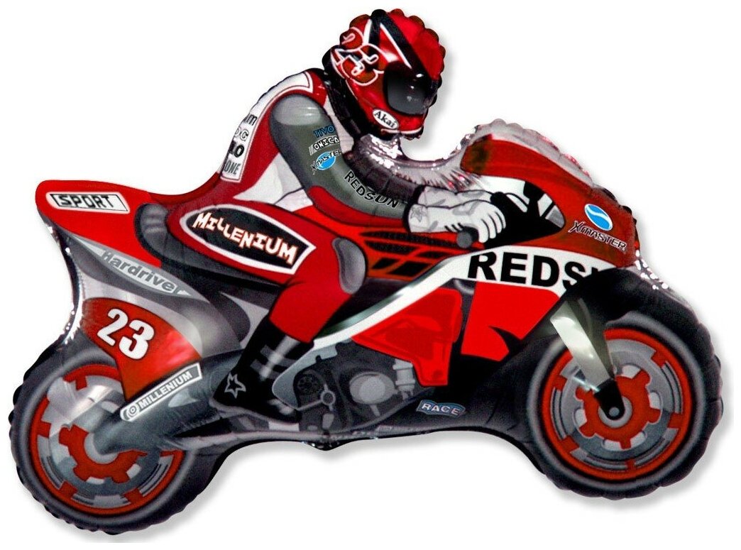 Шар (31'/79 см) Фигура, Мотоцикл, Красный, 1 шт.