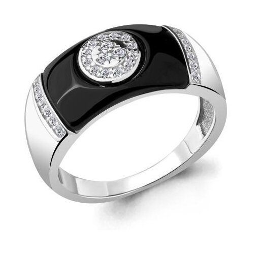 фото Серебряное кольцо aquamarine а68409а с фианитом и керамикой diamant-online