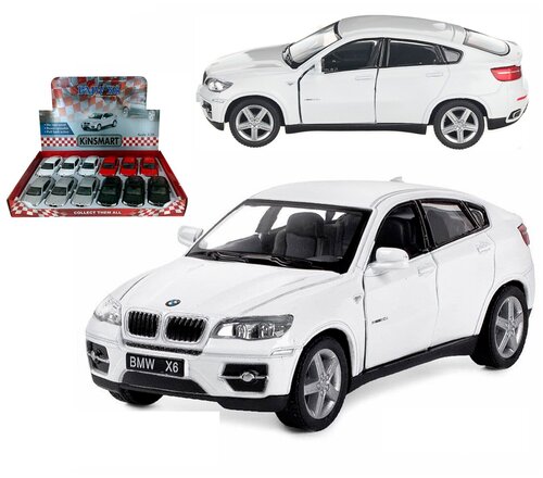 Машинка игрушка детская 1:38 BMW X6 12,5 см, металлическая, коллекционная, инерционная / Белый