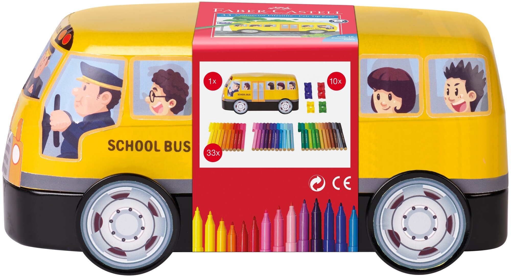 Faber-Castell Набор фломастеров с клипами Connector School Bus 155532