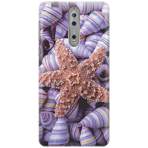 фото Re:pa накладка transparent для nokia 8 с принтом "сиреневые ракушки"