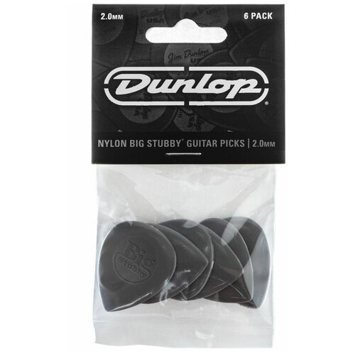 Медиаторы, толщина 2 мм, 6 шт. Dunlop Big Stubby Nylon 445P200 6Pack