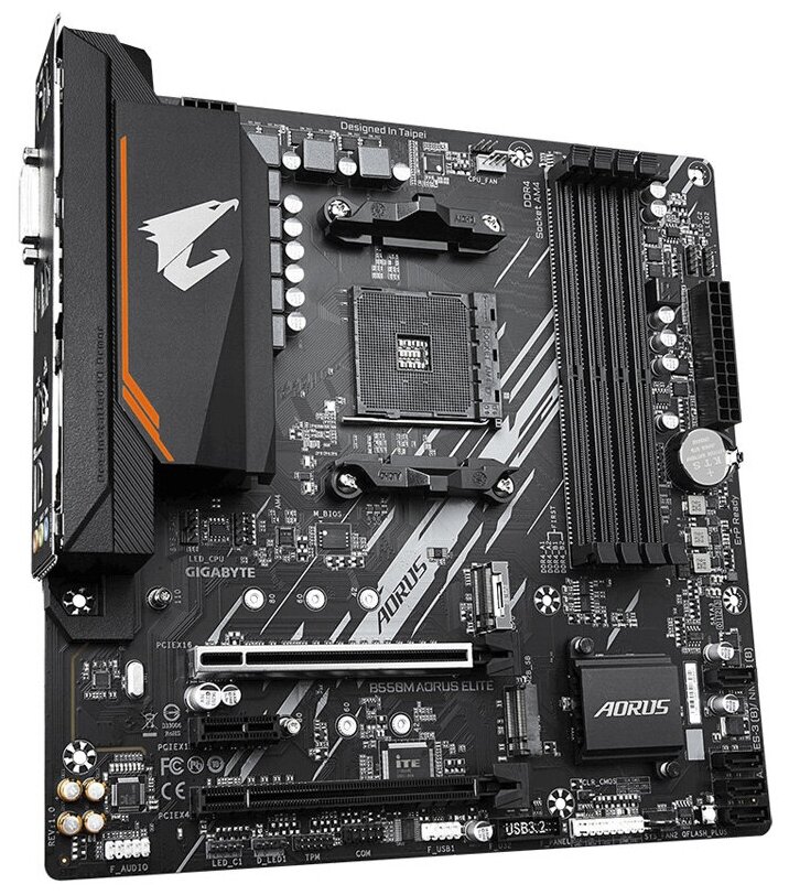 Материнская плата GIGABYTE B550M AORUS ELITE / AMD B550 AM4 4xDDR4-4733 2xM.2 4xSATA DVI-D HDMI / mATX