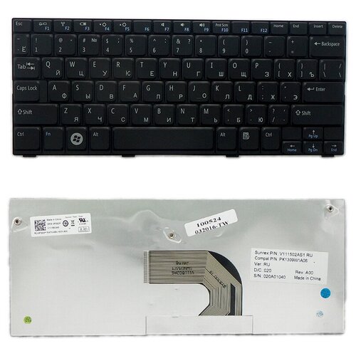 Клавиатура для ноутбука Dell Inspiron Mini 1012 1018 series Плоский Enter Черная без рамки PN MP-09K63SU-698 850₽