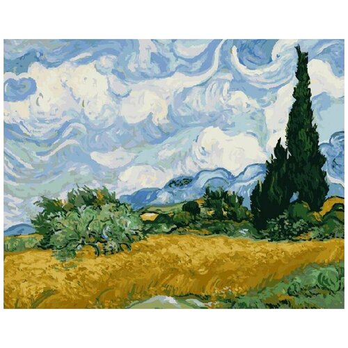 Картина по номерам Пшеничное поле с кипарисами Ван Гога, 40x50 см