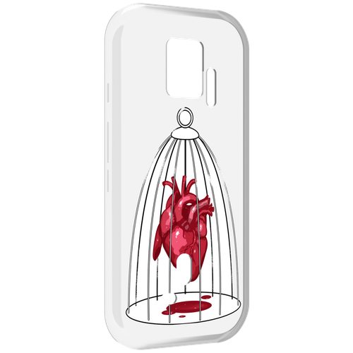 Чехол MyPads сердце в клетке для ZTE Nubia Red Magic 7S Pro задняя-панель-накладка-бампер