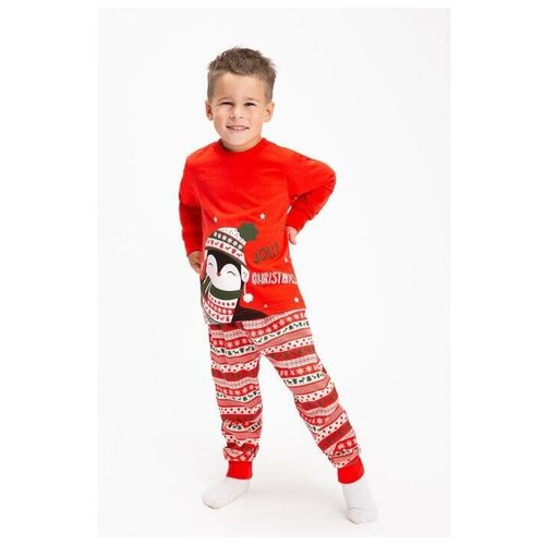 Пижама Luneva, размер 122, красный, мультиколор пижама детская лонгслив брюки медведь и пингвин цвет белый полоска красный рост 74 см