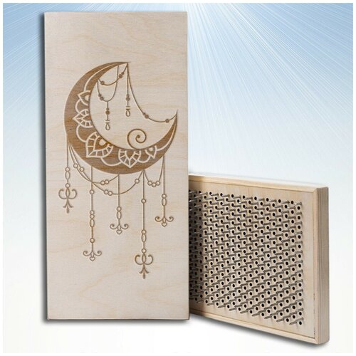 фото Доска садху для йоги с динамическими гвоздями узоры месяц - 1177 woodart