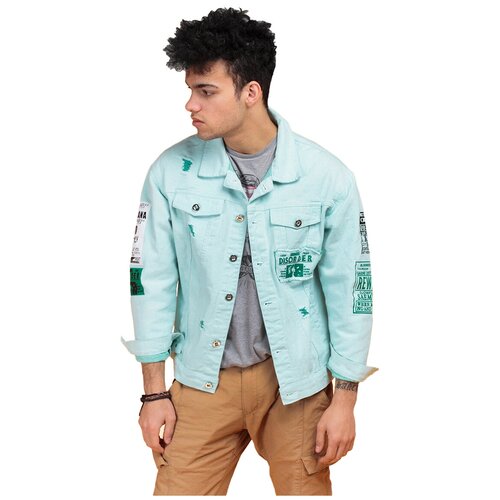 Мужская джинсовая куртка, деним, голубой, размер М