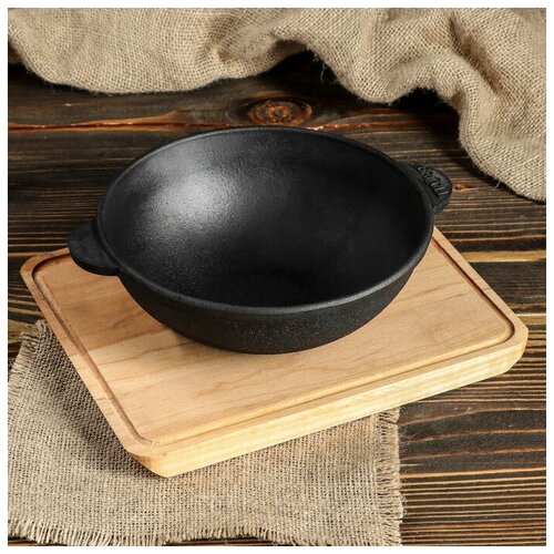 фото Сковорода чугунная wok "хорека" с подставкой, 180 х 63 мм, тм brizoll qwen