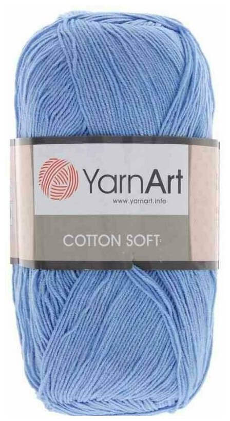 Пряжа YarnArt Cotton Soft 100г, 600м (ЯрнАрт Коттон Софт) цвет: 15 голубой, 1 шт