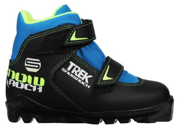 Trek Ботинки лыжные TREK Snowrock SNS ИК, цвет чёрный, лого лайм неон, размер 30