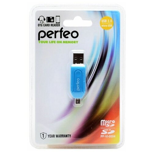 CARD READER USB Perfeo PF-VI-O004 (OTG) синий картридер perfeo pf vi o004 sd mmc microsd ms m2 white