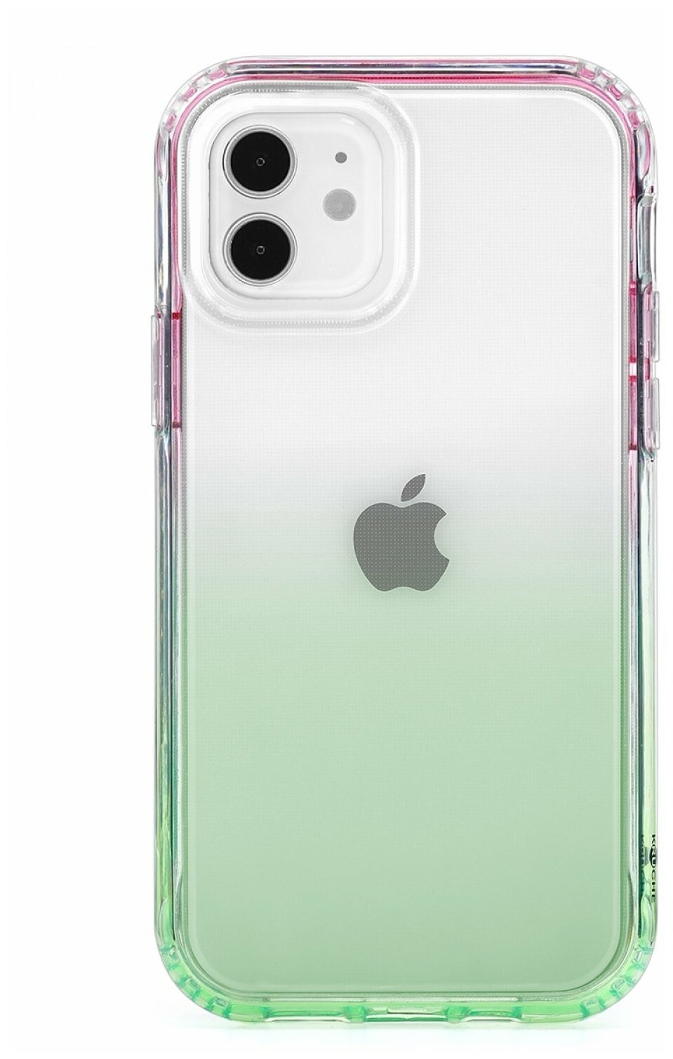 Чехол для Apple iPhone 12 / 12 Pro КRUЧЕ Gradient Green, силиконовый бампер с защитой камеры, пластиковый защитный кейс, прозрачная накладка