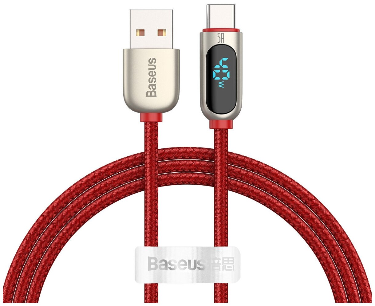 Кабель Baseus Display Fast Charging Data Cable USB to Type-C 5A 1m Red (CATSK-09)