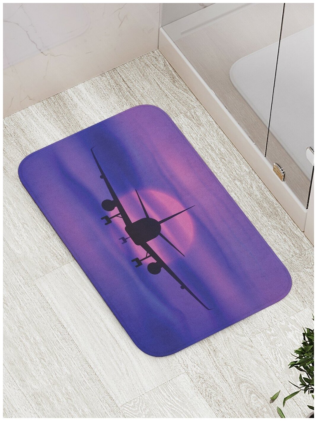 Коврик JoyArty противоскользящий "Самолет в полете на закат" для ванной, сауны, бассейна, 77х52 см