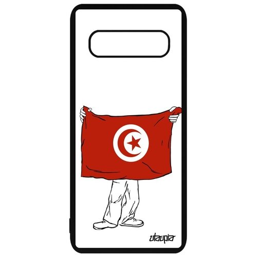 фото Яркий чехол для смартфона // samsung galaxy s10 // "флаг туниса с руками" туризм страна, utaupia, белый