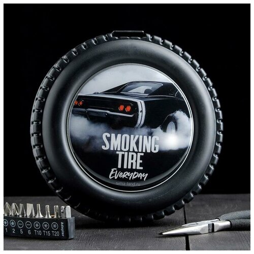 фото Набор инструментов в колесе "smoking tire", 24 предмета / подарок сима-ленд