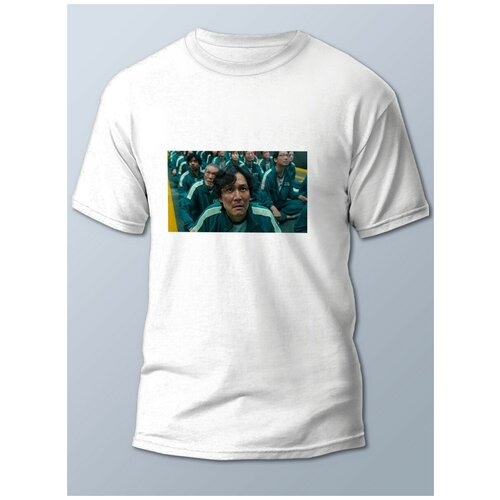 фото Футболка мужская белая сериалы игра в кальмара (игра в кальмара, squid game) - 21747 brut-shop