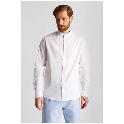 фото Рубашка baon рубашка из смесового льна baon b6622011, размер: xl, голубой