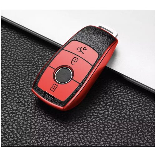 Чехол на не выкидной ключ TPU Mercedes / Мерседес new red