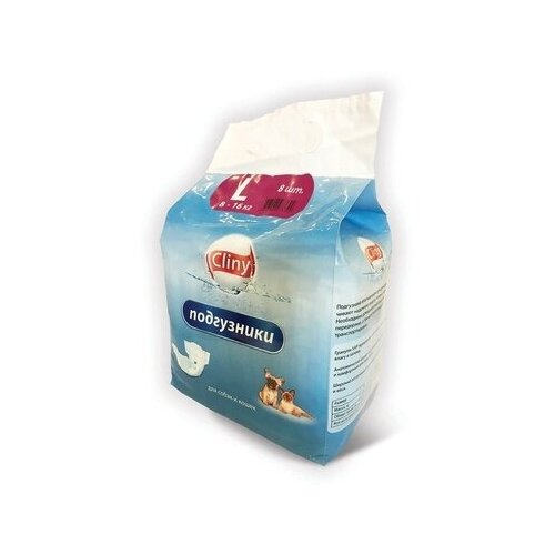 Cliny Подгузники для собак 8-16 кг размер L (8шт) K204, 0,200 кг (10 шт)