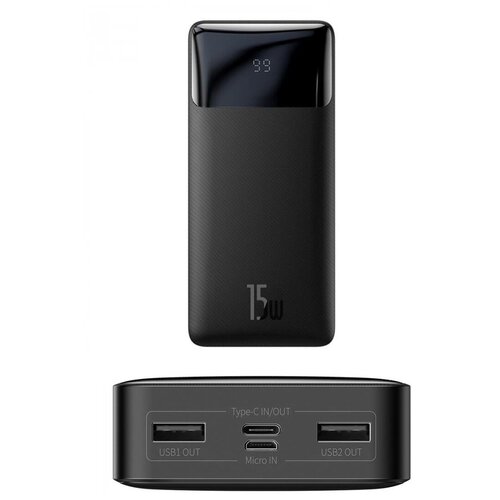 Powerbank Внешний аккумулятор BASEUS Bipow Digital Display 15W 30A 20000 mAh черный 302900₽