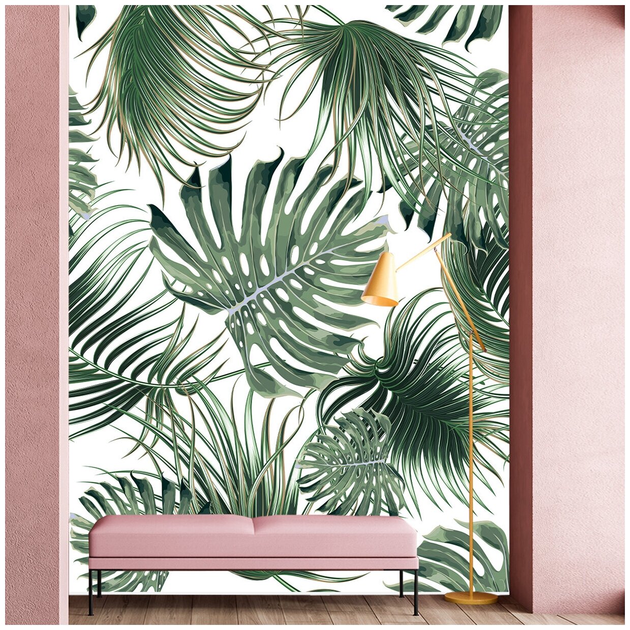 Фотообои бумажные на стену обои бесшовные VEROL "Тропические листья" 200х155 см, декор для дома - фотография № 3