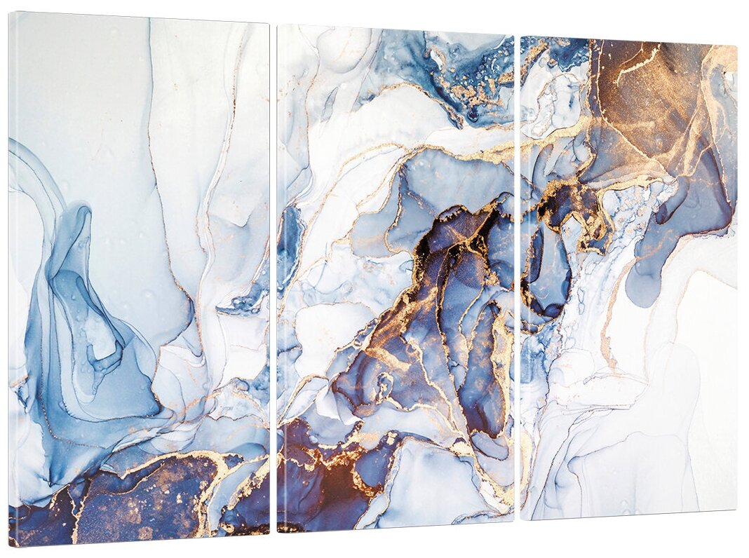 Модульная картина на стену, для интерьера "Голубой мрамор" 60x100 см