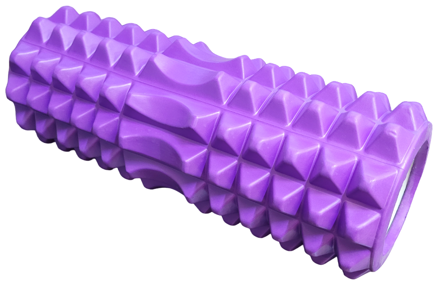 Ролик массажный гимнастический сдвоенный длина 33 см фиолетовый