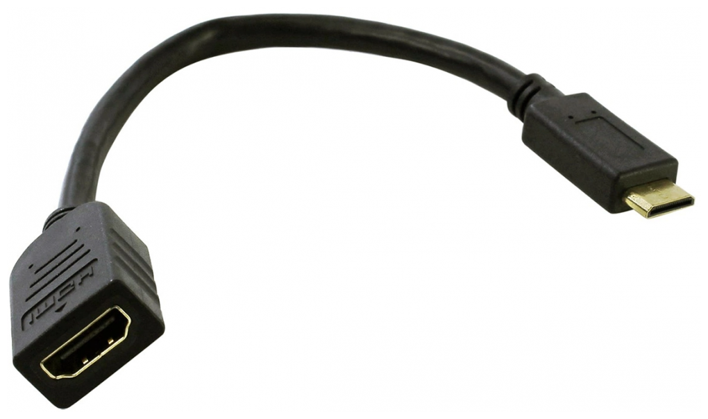 Адаптер-переходник GSMIN RT-22 mini HDMI (M) - HDMI (F) (15 см) (Черный)