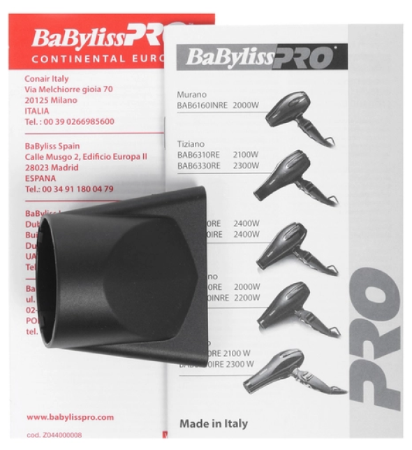 Фен Babyliss Pro Murano Ionic compact 2000Вт черный Bab6160inre . - фотография № 3