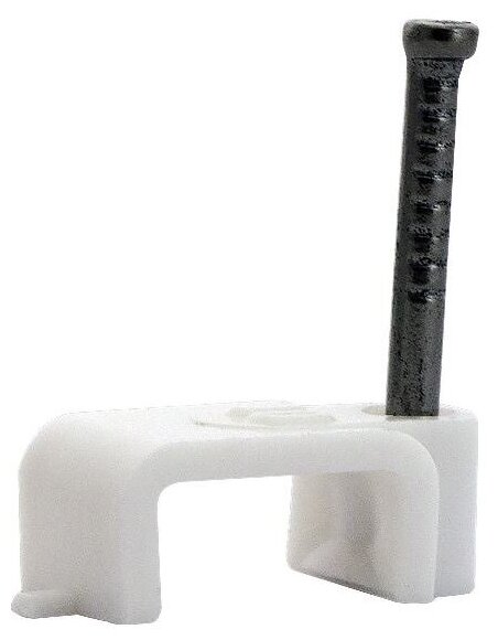 Крепежная скоба для кабеля с гвоздем 6 мм плоская комплект - 50 штук