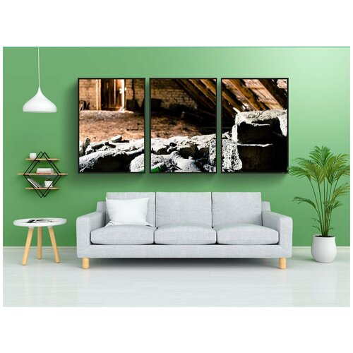 фото Набор модулных постеров для интерьера "чердак, глинобитными, старый чердак" 60x90 см. в тубусе, без рамки lotsprints