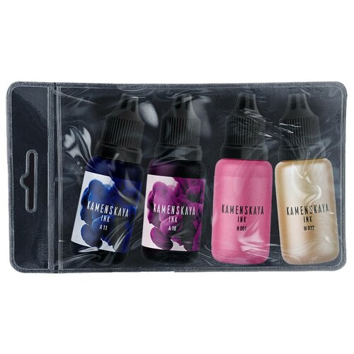 Сет алкогольных чернил Kamenskaya Ink №8, чернила 4 цв по 15 мл
