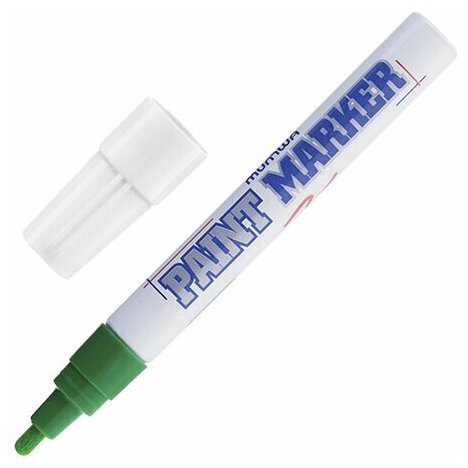 Маркер-краска лаковый (paint marker) MUNHWA, 4 мм, зеленый, нитро-основа, алюминиевый корпус, PM-04 (цена за 1 ед. товара)