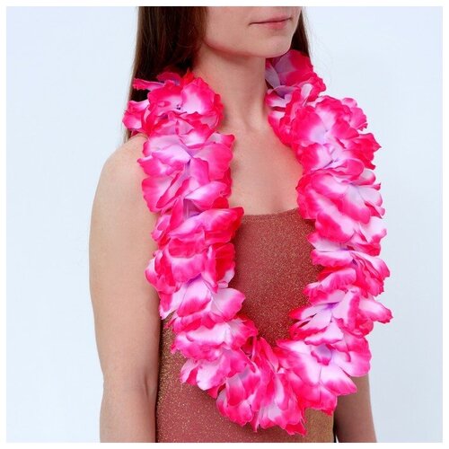 фото Гавайское ожерелье "лепесточки", цвет розовый страна карнавалия