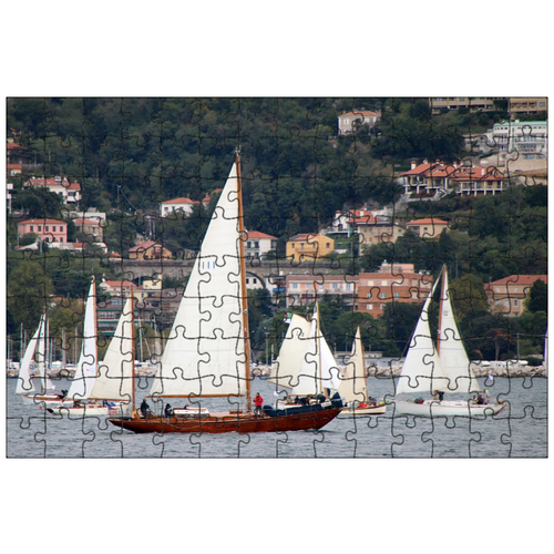 фото Магнитный пазл 27x18см."парусники, море, лодки" на холодильник lotsprints