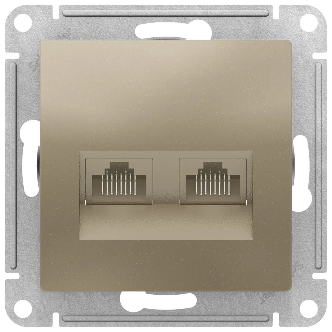 SE AtlasDesign Шампань Розетка двойная компьютерная RJ45+RJ45, кат.5E, механизм (комплект 4шт)