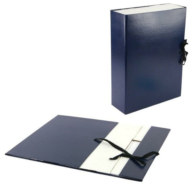 фото Короб архивный А4 80мм. Calligrata складывающийся. бумвинил. синий 5420977