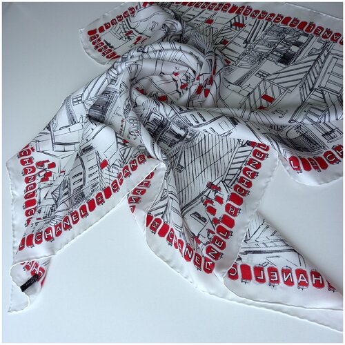 фото Платок шелковый 90*90 см, италия, принт город итальянский сток