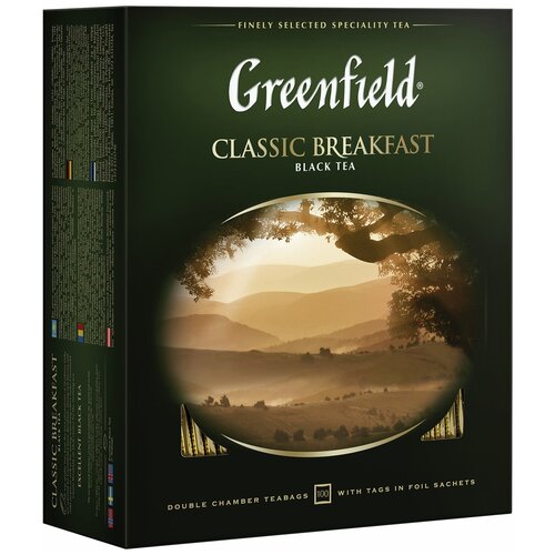 Чай черный в пакетиках для чашки Greenfield Classic Breakfast (Гринфилд Классик Брекфаст), 100*2 г