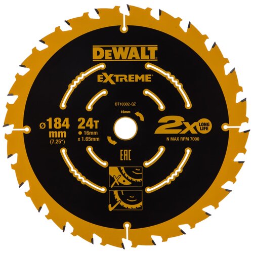 Диск DeWalt пильный по дереву 184x16mm DT10302-QZ