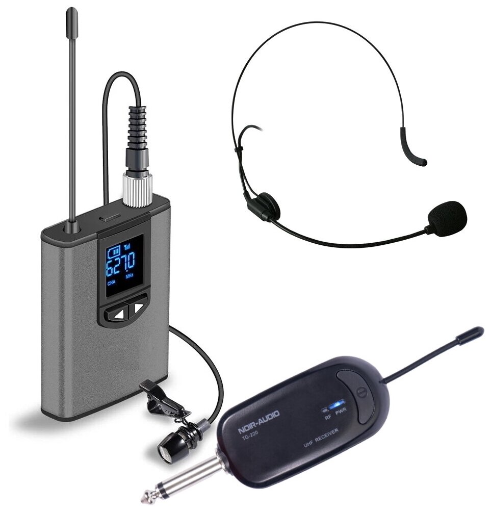 Беспроводной петличный микрофон NOIR-audio TG-210 с головным и петличным микрофоном