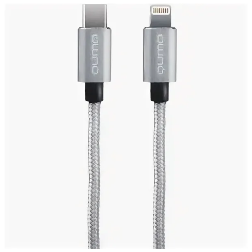 Кабель USB 2.0 Type-C -Apple 8 P, MFI С94 (1м) 9В, 2,22A, 20Вт, силиконовый, PD, серый Qumo 32999