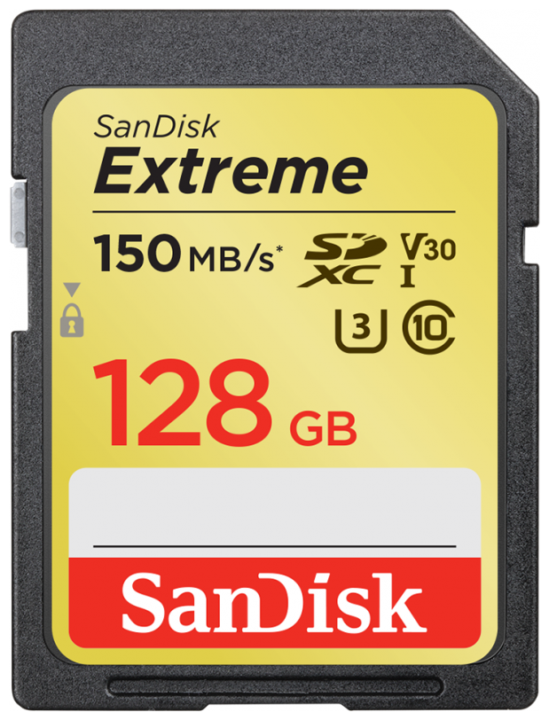 Карта памяти SanDisk SDXC Extreme Class 10 UHS-I U3 (150/70MB/s) 128GB