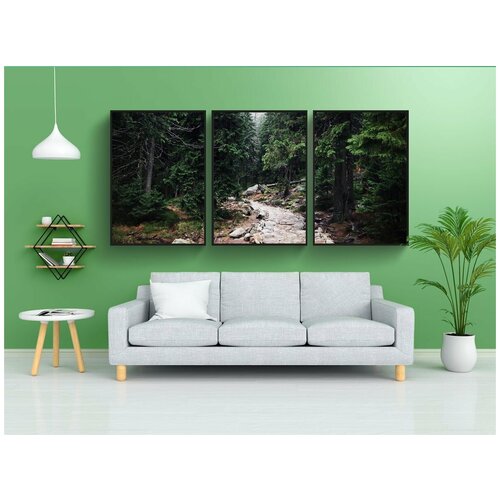 фото Набор модулных постеров для интерьера "тащить, дорожка, лес" 60x90 см. в тубусе, без рамки lotsprints