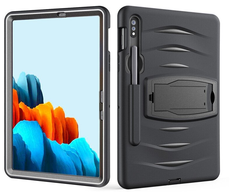 Чехол-бампер MyPads для Samsung Galaxy Tab S7+ plus 12.4 SM-T970 / T975 (2020) противоударный усиленный ударопрочный черный