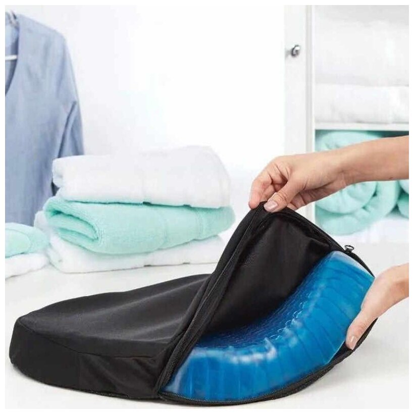 Гелевая подушка Skiico на сидение для снятия напряжения 41х36 см / Гелевая подушка для автомобиля цвет Синий - фотография № 4