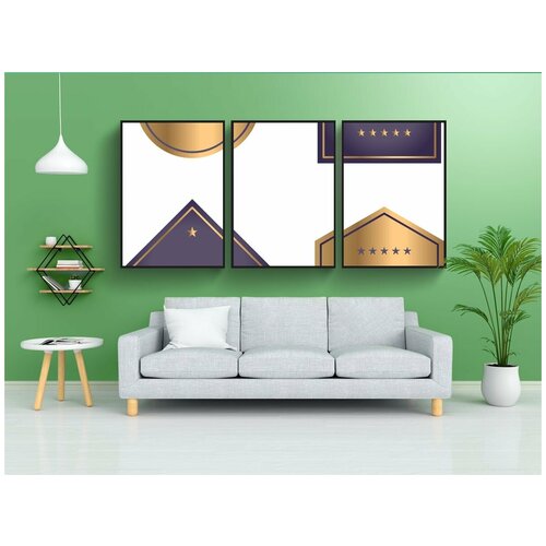 фото Набор модулных постеров для интерьера "этикетки, золото и фиолетовый, купить" 60x90 см. в тубусе, без рамки lotsprints